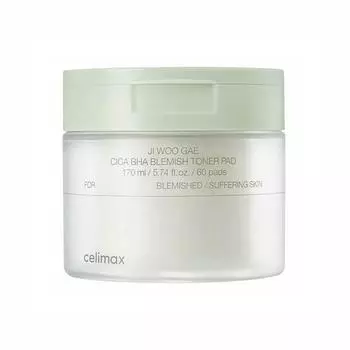 CELIMAX JI WOO GAE Cica BHA Blemish Toner Pad 170 мл