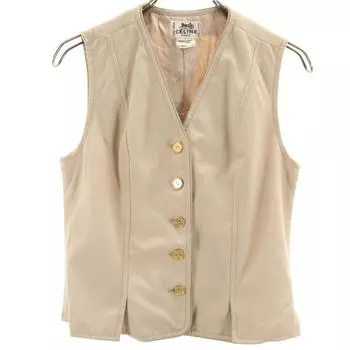 CELINE 80s French gold buttons Best beige Women Used