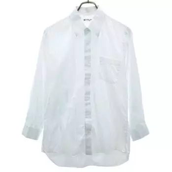 CELINE Рубашка хлопковая с длинным рукавом в полоску белая Мужская Б/у