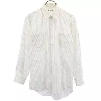CELINE stripe Long sleeve shirt White system Logo embroidery Men s Used