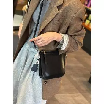 Cell Phone Bag Women s 2024 Spring/Summer New Genuine Leather Ladies Bags Crossbody Bucket Bag Shoulder Bag Underarm Bag Black
