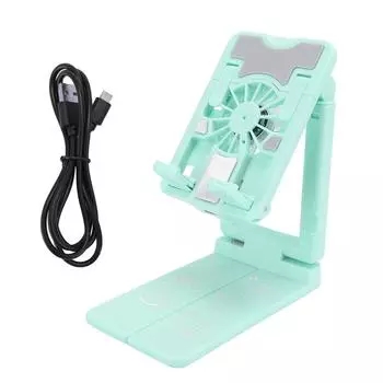 Cell Phone Cooler Stand Height Adjustable Desk Mobile Phone Radiator Fan with Colorful RGB Lights fo Green
