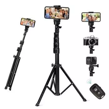 Штатив для мобильного телефона, складной, 1,6 м, с дистанционным управлением, поворотный кронштейн на 360 градусов, регулируемый угол съемки
