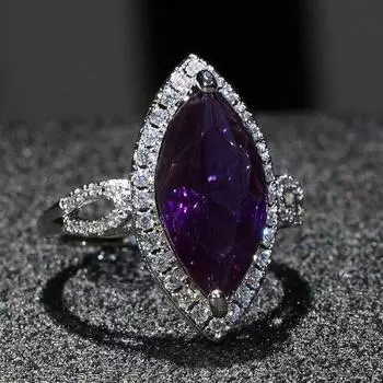 Cellacity нежная геометрия серебро 925 ювелирные изделия кольцо с драгоценными камнями для женщин аметист циркон модный женский подарок на годовщину 6 фиолетовый