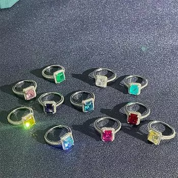 Cellacity Новое женское кольцо с драгоценными камнями Параиба, кольцо из стерлингового серебра 925 пробы с драгоценными камнями 8*10 мм, подарок на свадьбу, размер 6-10 9 фиолетовый