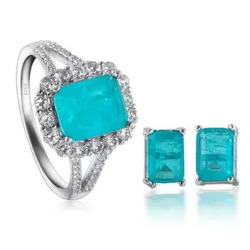 Cellacity Простые комплекты ювелирных изделий из стерлингового серебра 925 пробы, серьги-кольца прямоугольной формы для женщин, 11 цветов, драгоценные камни, серьги-гвоздики для вечеринки 9 розы красного