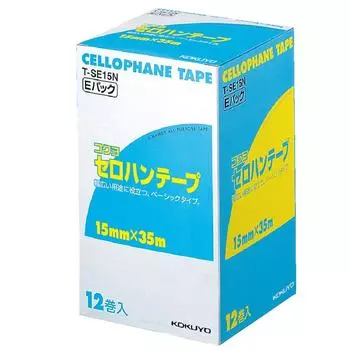 Целлофановая лента KOKUYO, большой рулон, цена E Pack 15 мм, 12 рулонов, T-SE15N