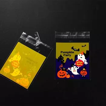 Целлофановый самоклеящийся пакет для хранения конфет на Хэллоуин, праздничные пакеты 100 шт. 10 x 10 см, хеллоуинские вечеринки, гадости или сладости 10