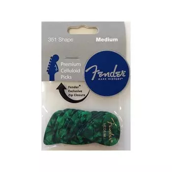 Celluloid 351 Shape Picks Medium Green Moto 12 pieces Fender Picks Fender/Premium