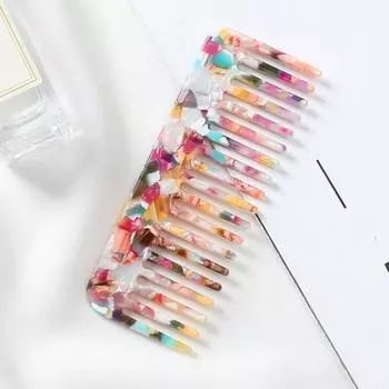 Cellulose Acetate Hair Comb Wide Teeth Anti-static Scalp Massage Pocket Comb Marbling 5