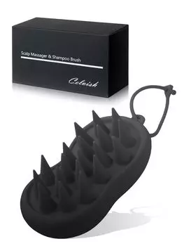 Celvish Шампунь для волос на голове и голове Массаж головы Силиконовый с 1 Для и Щетка, Щетка, Массаж, Щетка, Уход, Щетка, Материал, Крючок, Часть, Ванна чёрный