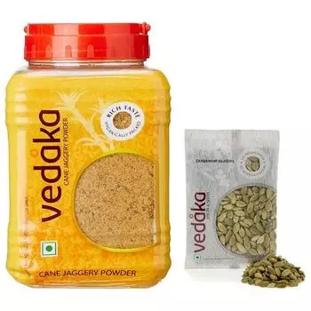 Целый кардамон Ведака (Элаичи), 100 г и порошок пальмового сахара Vedaka, банка 1 кг.