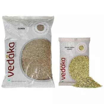 Целый тмин Vedaka, 500 г и бренд Amazon - семена фенхеля Vedaka (Саунф), 200г