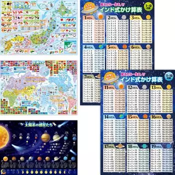 Цена набора для школы в ванной комнате Набор плакатов для умножения в ванной комнате из 2 видов Сделано в Японии География Обучение Образовательные обществознания Таблица умножения