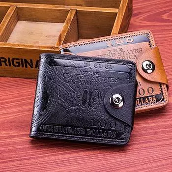 Цена в долларах Кошелек Кредитная карта Держатель удостоверения личности Качество Pu Кожа Мужские кошельки чёрный