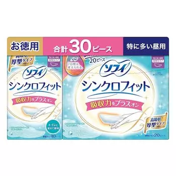 [Ценность 30 штук] Sophie synchro fit Особенно часто встречается в течение дня (10 листов + большая емкость 20 листов) [Пакет для оптовой покупки]