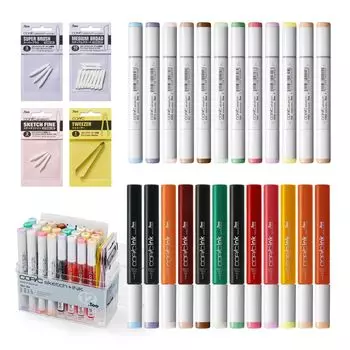 ценность с запасными чернилами и сменным пером Copic Too Sketch Ink Многоцветный маркер для иллюстраций Маркер-маркер Сделано в Японии [Отличное перо]