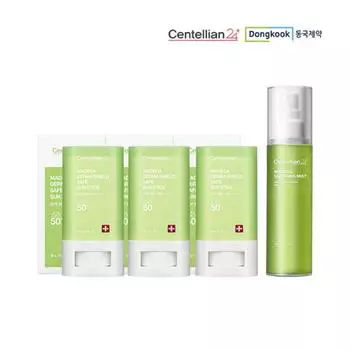 [Центеллиан 24] (Dongkook Фармасьютикал) Солнцезащитный стик Madeca Derma Shield Safe Sun Stick 20 г, 3 упаковки + спрей Madeca Centella Asiatica 100 мл