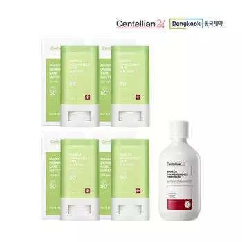 [Центеллиан 24] (Dongkook Фармасьютикал) Солнцезащитный карандаш Madeca Derma Shield Safe Sun Stick 20 г, 4 упаковки + тонизирующая эссенция Madeca Toning Essence Treatment 300 мл