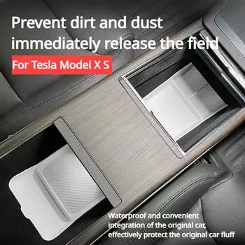 Center Console Lower Tray Armrest Box Underlay Back Row Seats Storage Tank Pad Wireless Charging Mat for New Model S X 2024