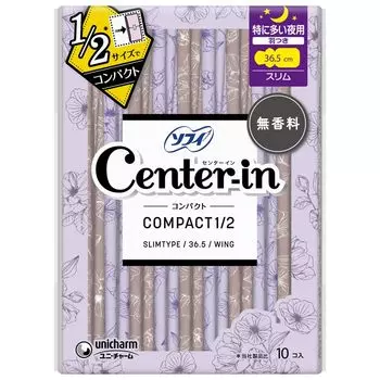 Center In Compact, специально для тяжелых 10 листов 1/2 Без запаха, ночные, [Салфетки тонкие]