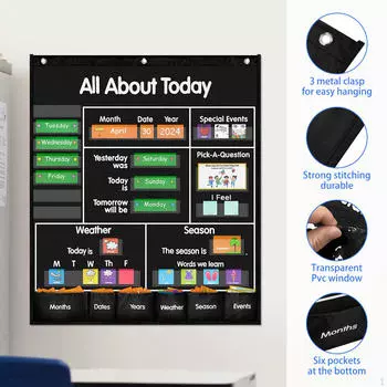 Центр графиков ежедневных занятий в классе. Месячный прогноз погоды и карманный календарь.