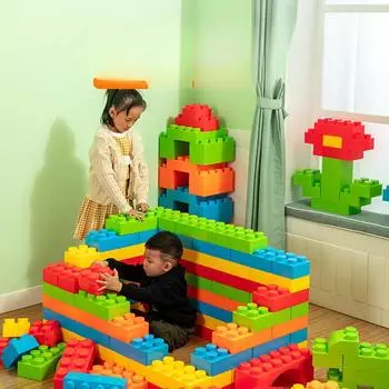 Центр раннего образования Крупногабаритные строительные блоки для замка Детские пластиковые головоломки Строительство Счастливые большие строительные блоки 25*12.5*14cm