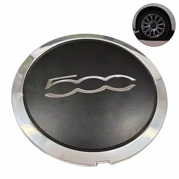 Центральная крышка легкосплавного диска Fiat 500, черная и хромированная, серебристая, 133 мм 51884863 как