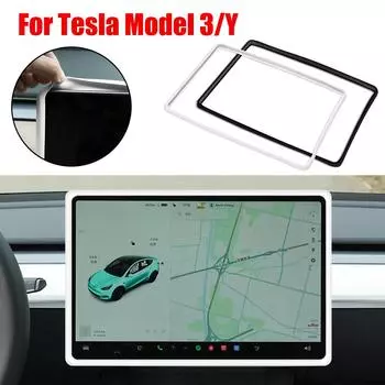 Центральная рамка управления, край крышки, белый, черный для Tesla Model 3 Y, защитная пленка для экрана навигации, силиконовая белый