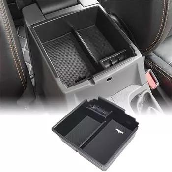 Центральный подлокотник автомобиля, ящик для хранения, дополнительный контейнер для монет и телефона для Ford Ranger 2019-2024 чёрный