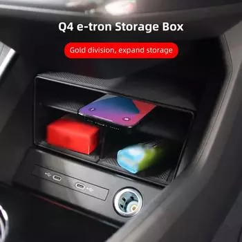 Центральный ящик для хранения управления, подходящий для Audi Q5/Q4 Etron, ящик для подлокотника двери, держатель для стакана с водой, коврик для хранения в автомобиле, товары для интерьера чёрный
