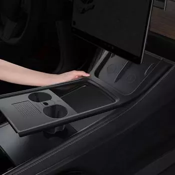 Центральный силиконовый коврик для управления Tesla Model 3 Y Противоскользящая накладка Силиконовая накладка для чашки Беспроводная зарядка Модель 3 Y Аксессуары для интерьера чёрный