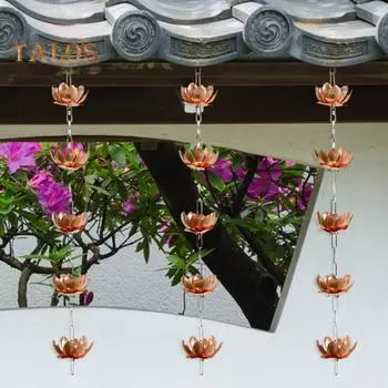 Цепь для сбора дождевой воды в форме желудя для желобов и водосточных труб. Сменные чашки для сбора дождевой воды. Легко устанавливается. Уличный колокольчик для дождя. золотистый