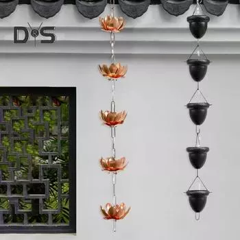 Цепь для сбора дождевой воды в форме желудя для желобов и водосточных труб. Сменные чашки для сбора дождевой воды. Легко устанавливается. Уличный колокольчик для дождя. золотистый