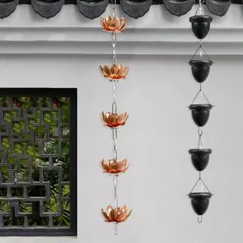 Цепь для сбора дождевой воды в форме желудя для желобов и водосточных труб. Сменные чашки для сбора дождевой воды. Легко устанавливается. Уличный колокольчик для дождя. золотистый