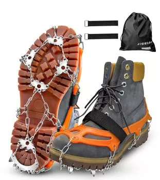 Цепь для скалолазания 23 201 Нержавеющая сталь Снежный склон Снежный ледяной оранжевый L Шипы, кошки, [Эргономичная структура] Когти, шипы, TPE, нескользящие,