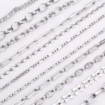 Цепь из нержавеющей стали, кубинская звеньевая цепь, базовая панк-цепочка для самостоятельного изготовления ожерелья, браслета, ювелирных изделий, аксессуаров 6x13mm