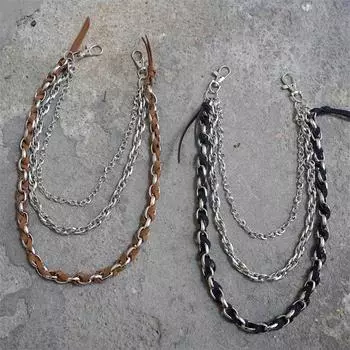 Цепь из трехслойных джинсов в стиле панк-хип-хоп чёрный