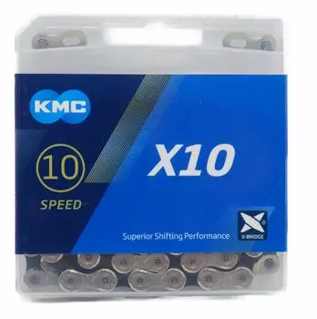 Цепь KMC X10 10 скоростей 114звеньев скорость/10с/10 (Серебристый / Черный) [Элемент]