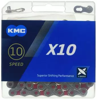 Цепь KMC X10 VIVID 10 Speed Silver/Red красный