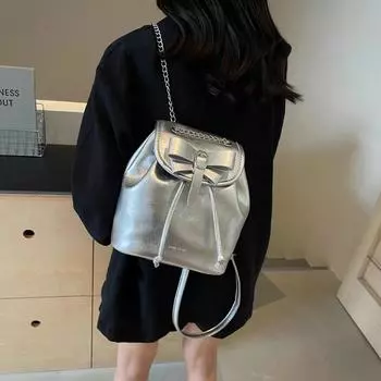 Цепи Лук Pu Рюкзаки Новый Стиль Модные Путешествия Горячая Распродажа Внутренние Карманы На Молнии Сумки для Женщин Рюкзаки