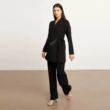 Цепная куртка, брючный костюм, женская современная одежда