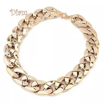 Цепное колье Diamin в стиле панк с блестящими универсальными ювелирными изделиями золотой