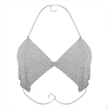 Цепное комбинированное колье со стразами золотой