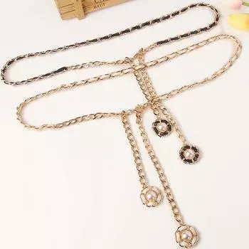 Цепные ремни для женщин в стиле панк, металлическое платье, золотая декоративная цепочка на талию чёрный