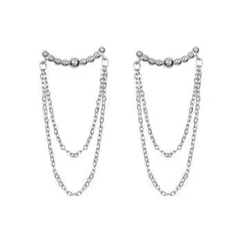 Цепные серьги с бахромой, темперамент, коммутирующая атмосфера, модный изогнутый двухслойный дизайн, простые и холодные женские украшения для ушей