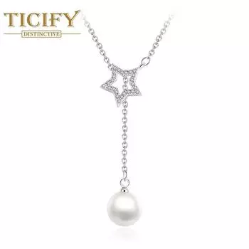 Цепочка Celasm, простое ожерелье с инкрустацией пятиугольником и жемчугом в виде звезды и луны белый