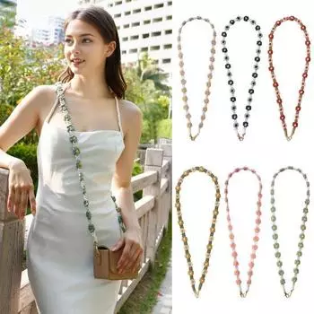 Цепочка через плечо для телефона, универсальный ремешок-цепочка для мобильного телефона, богемный стиль, устойчивый к выцветанию, вращающийся на 360 градусов ремешок для мобильного телефона чёрный