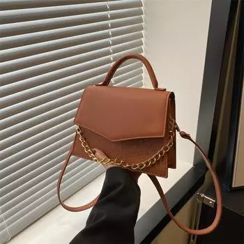 Цепочка декоративная сумочка 2024 весна и лето новая женская сумка сумка через плечо в этом году популярная сумка-мессенджер маленькая квадратная сумка прилив чёрный