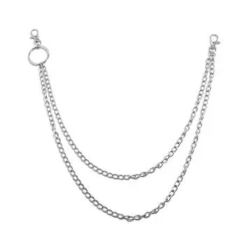 Цепочка для брюк, двухслойная цепочка в стиле хип-хоп, панк, модные металлические брюки, украшения для женщин и мужчин